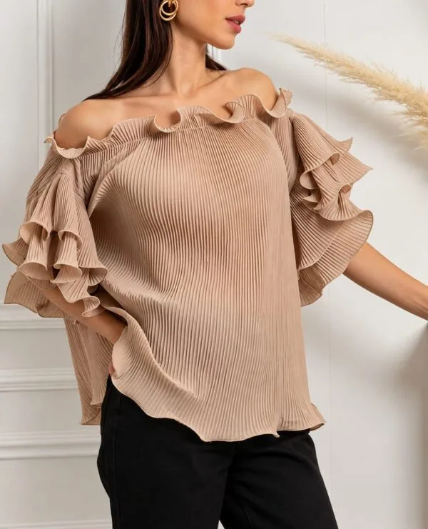 Blusa ruffle caramelo
