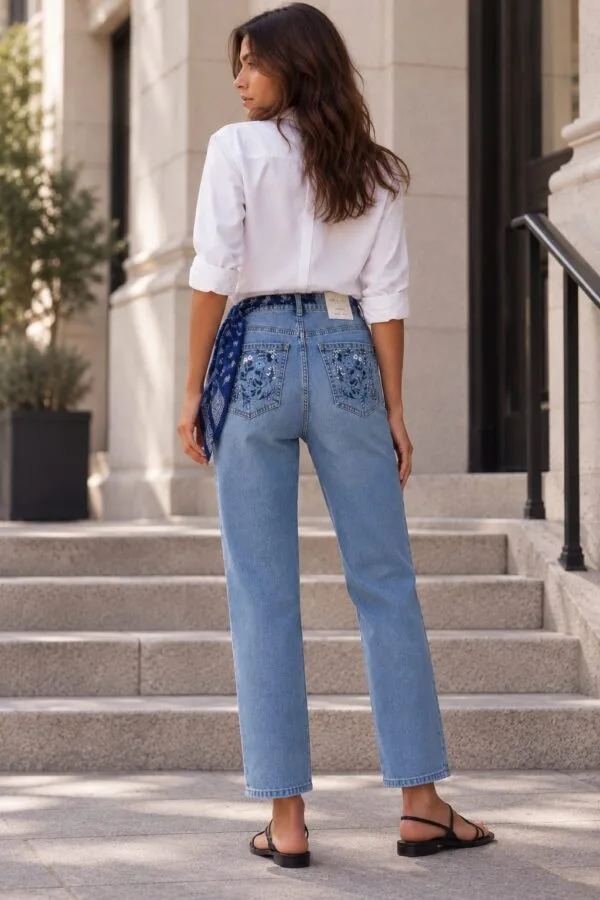 Pantalón recto con pañuelo