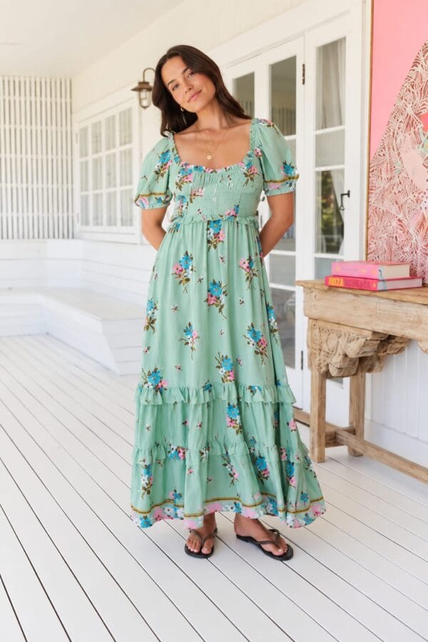Vestido bohemio con estampado moyo 100% Rayon