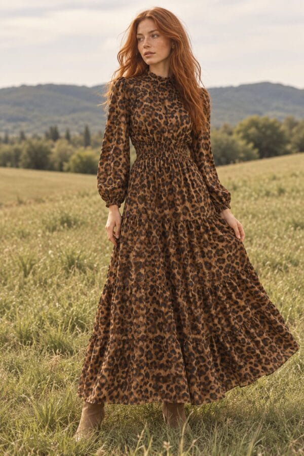 Vestido largo animal print
