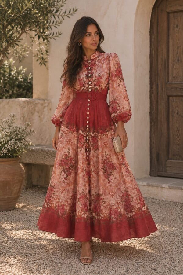Vestido cottagecore de algodón y lino