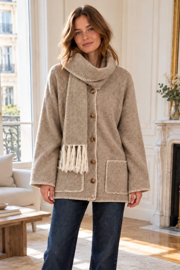 Conjunto de chaqueta con bufanda
