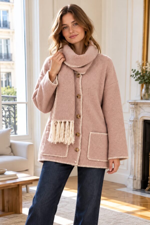 Conjunto de chaqueta con bufanda