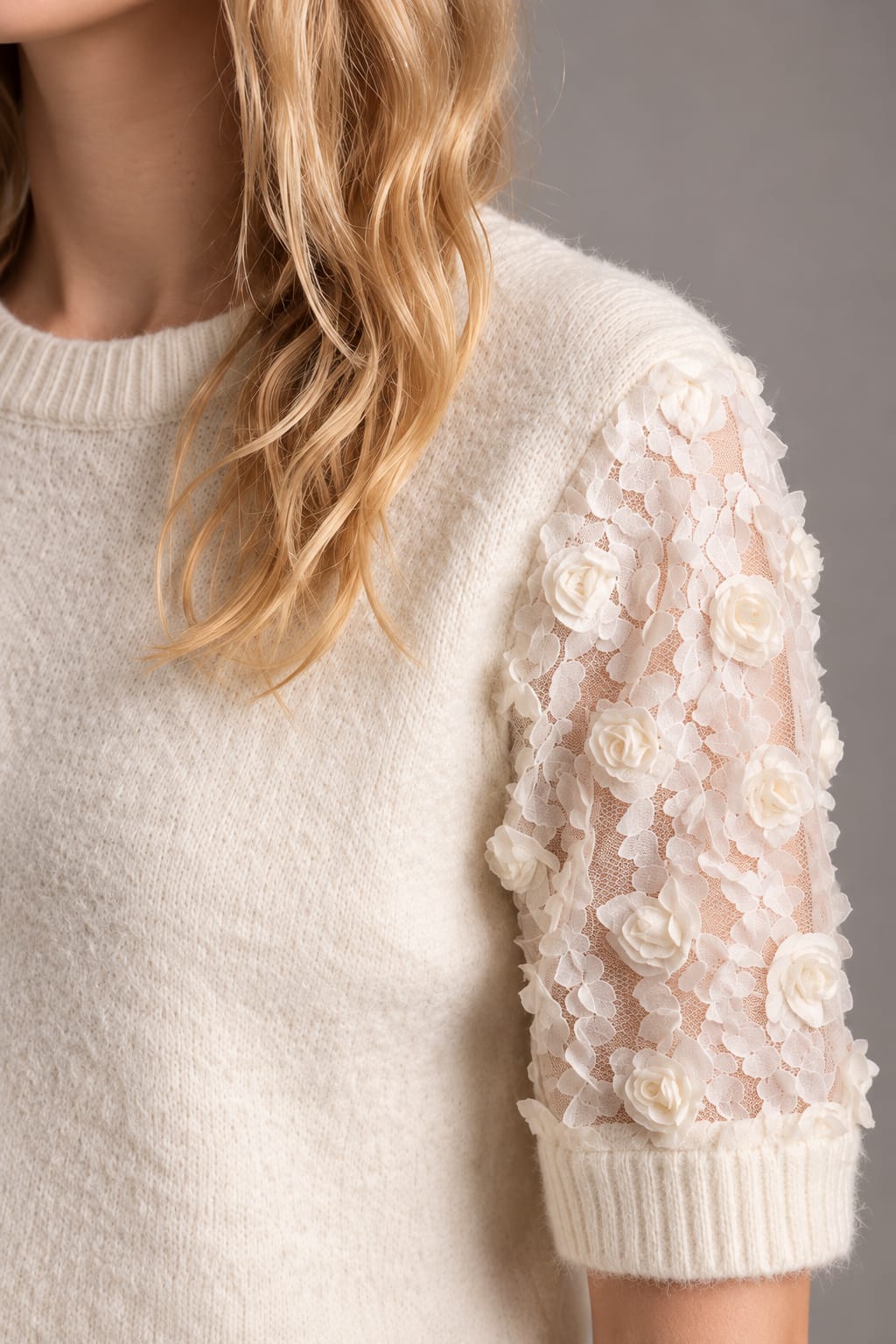 Jersey bordado crema